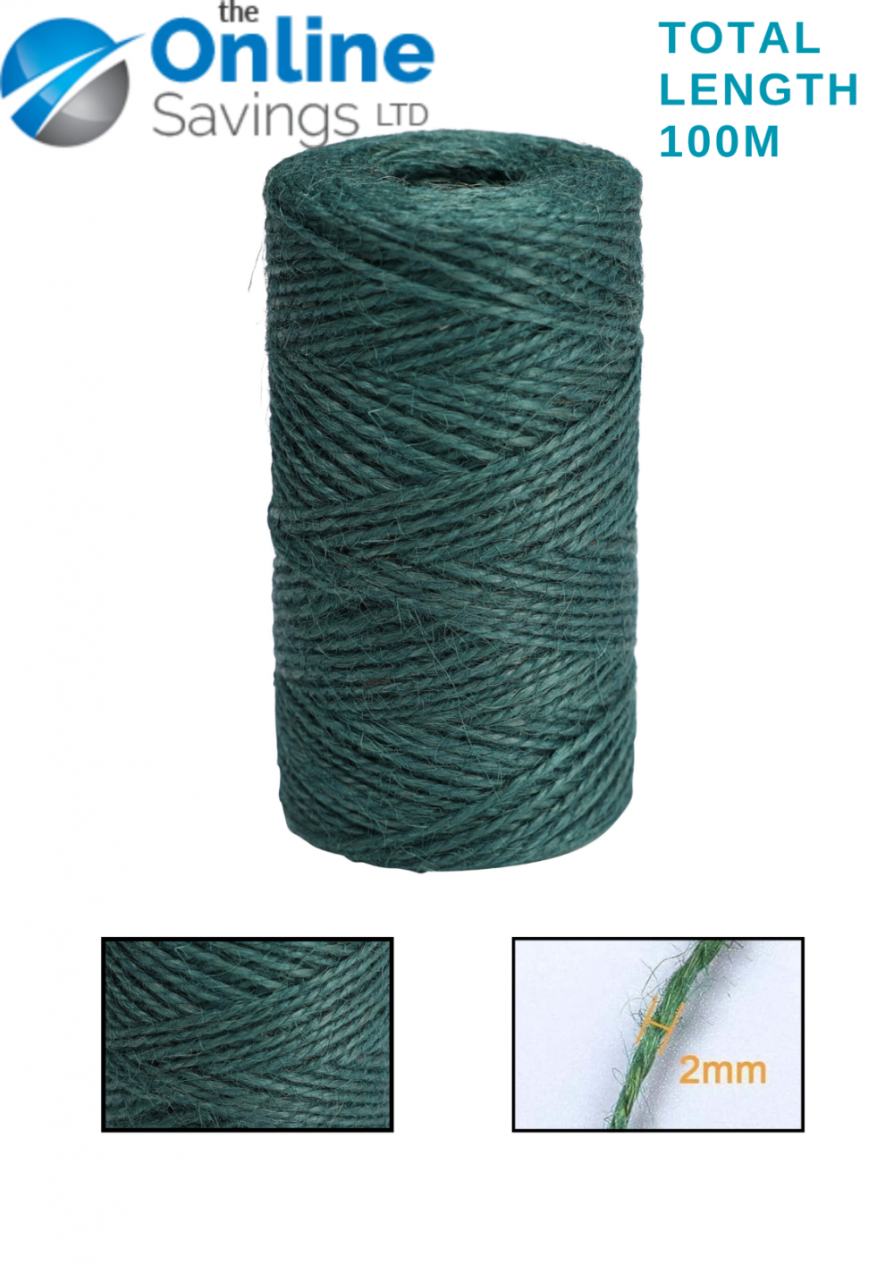 GREEN JUTE ROPE METER GREEN For Garden Crafts Gifts Tag Twine Garden 100M - 200M - Image 3
