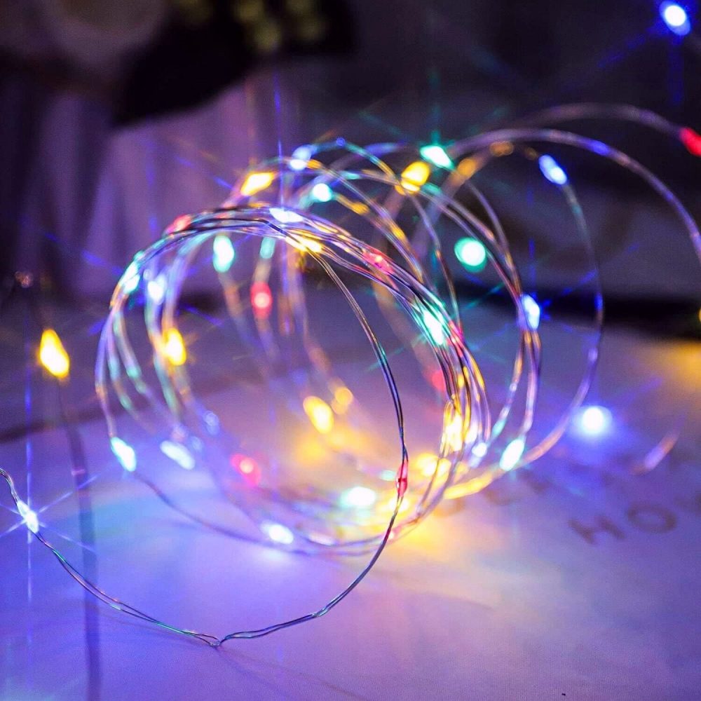 LED LIGHTS SLIVER WIRE MULTICOLO MICRO LED 20 LED 95 CM INDOOR DECORATIONS - Image 4