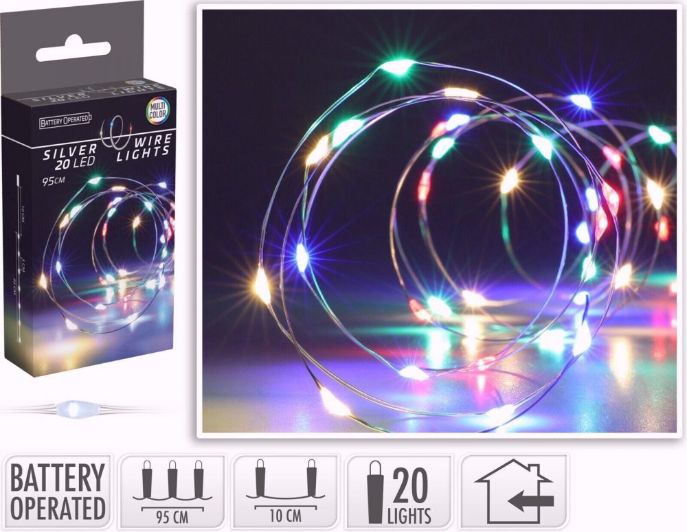 LED LIGHTS SLIVER WIRE MULTICOLO MICRO LED 20 LED 95 CM INDOOR DECORATIONS - Image 3