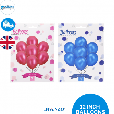 18PCS 12 INCH  RUBBER BALLOONS PARTY BIRTHDAY WEDDING BLUE HOT PINK - 18 PCS