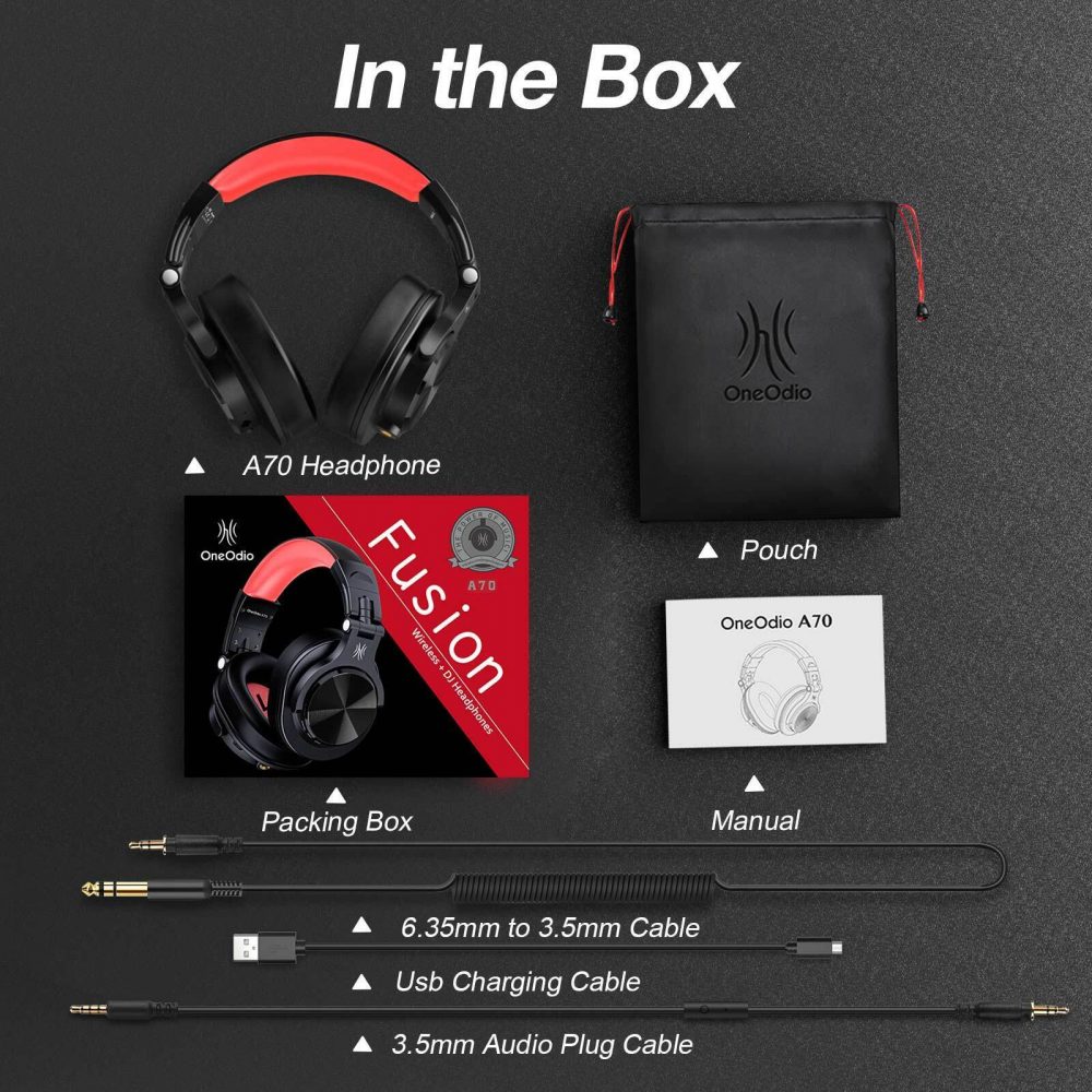 NEW! OneOdio FUSION A70-SERIES with Bluetooth BLACK AND RED Head Phones Over-ear - Image 8