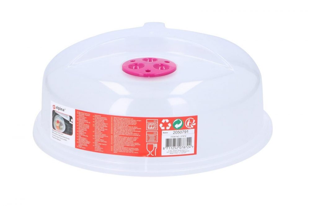 Microwave Food Plate Cover Clear Lid Splash Splatter Guard Colored Handle 2PACK - Image 4