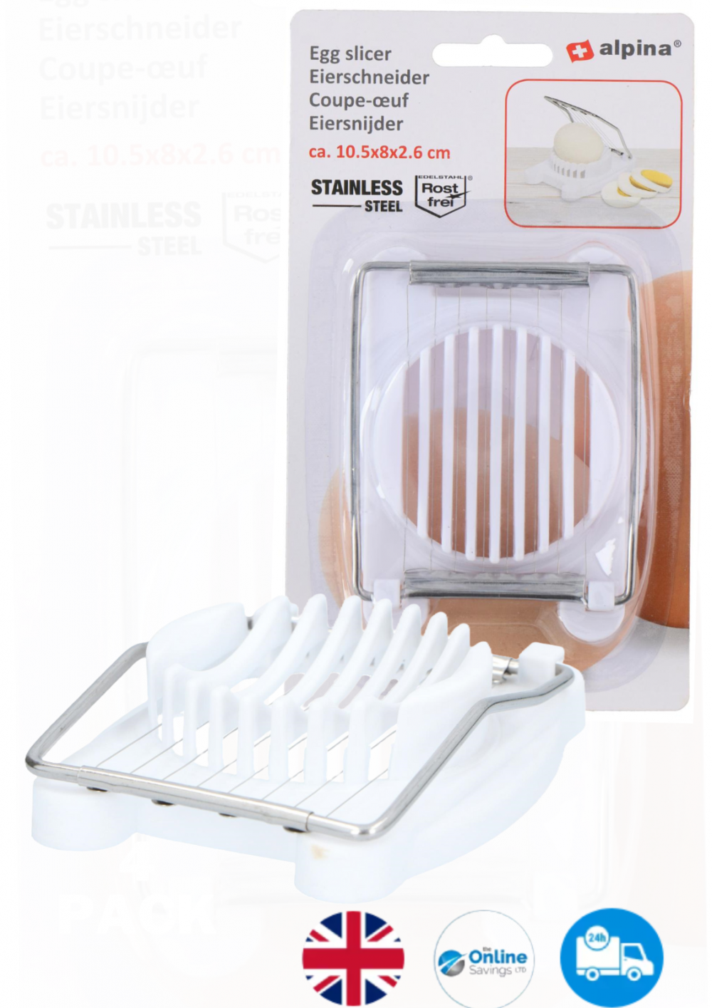 NEW! ALPNIA EGG SLICER STAINLESS STEEL BOILED EGG CUTTER MULTI-PURPOSE