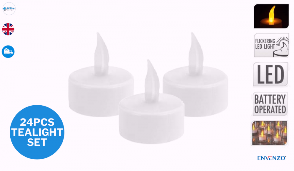 Tea Light Candles Flickering Led Light Battery Operated 24PCS Flameless Candles