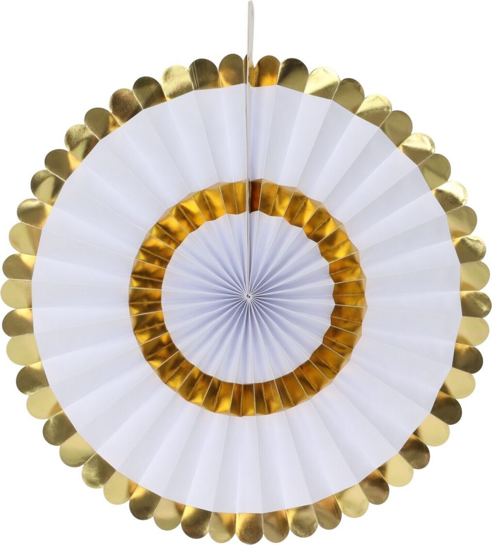 FAN PAPER GOLD SET OF 5PCS  Wedding Baby Birthday Paper Party Decorations - GOLD - Image 7
