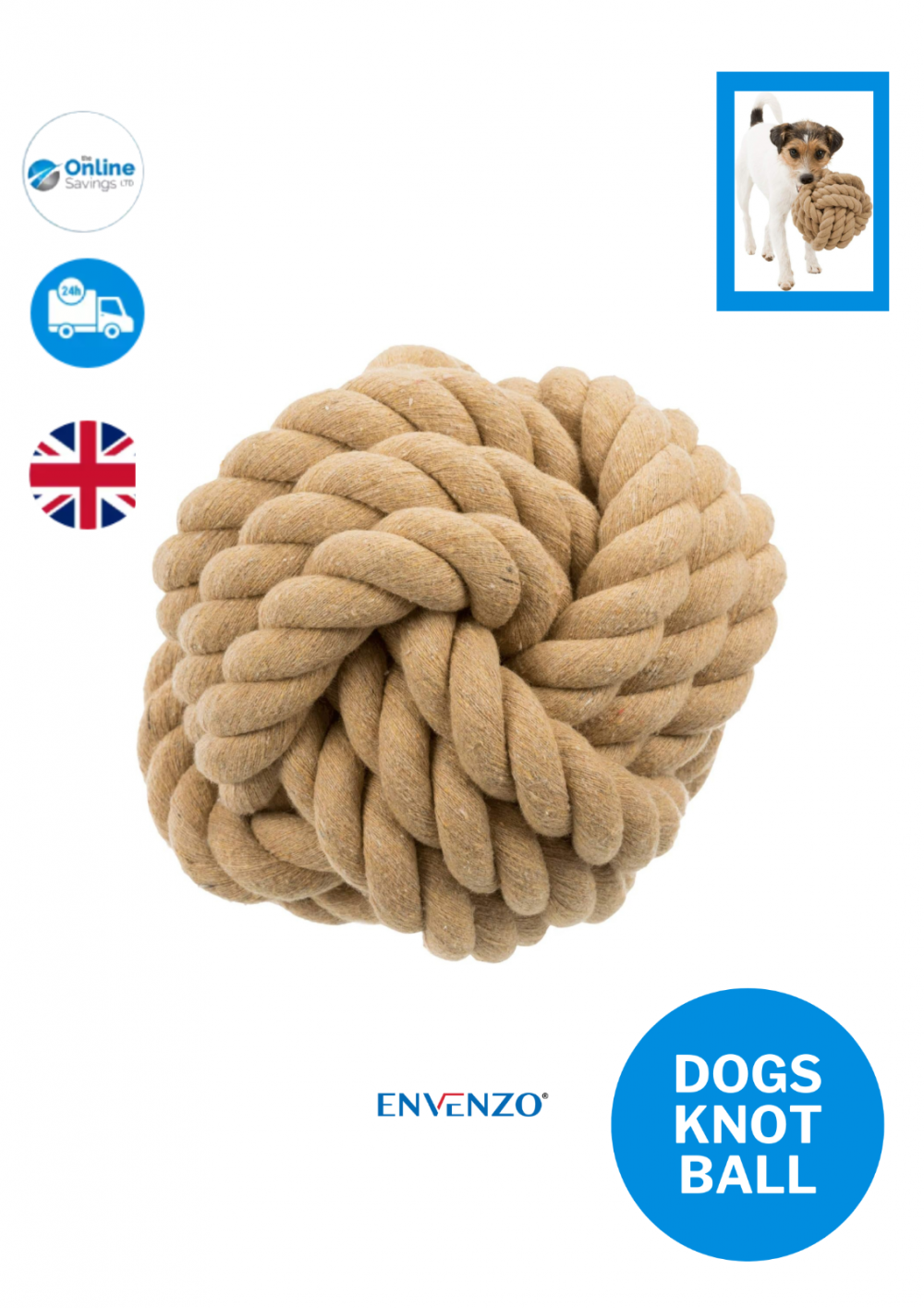 DOG ROPE BALL 13CM Knotted Braid Pet Rope Beige Cotton Pet Dog Ball