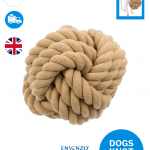 DOG ROPE BALL 13CM Knotted Braid Pet Rope Beige Cotton Pet Dog Ball