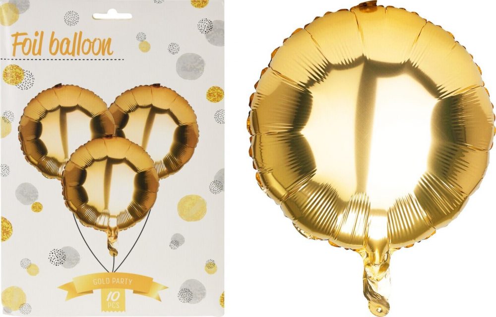 GOLD ROUND FOIL  BALLOON 46CM SET OF 10 PCS CIRCLE BIRTHDAY PARTY WEDDING 46CM - Image 2