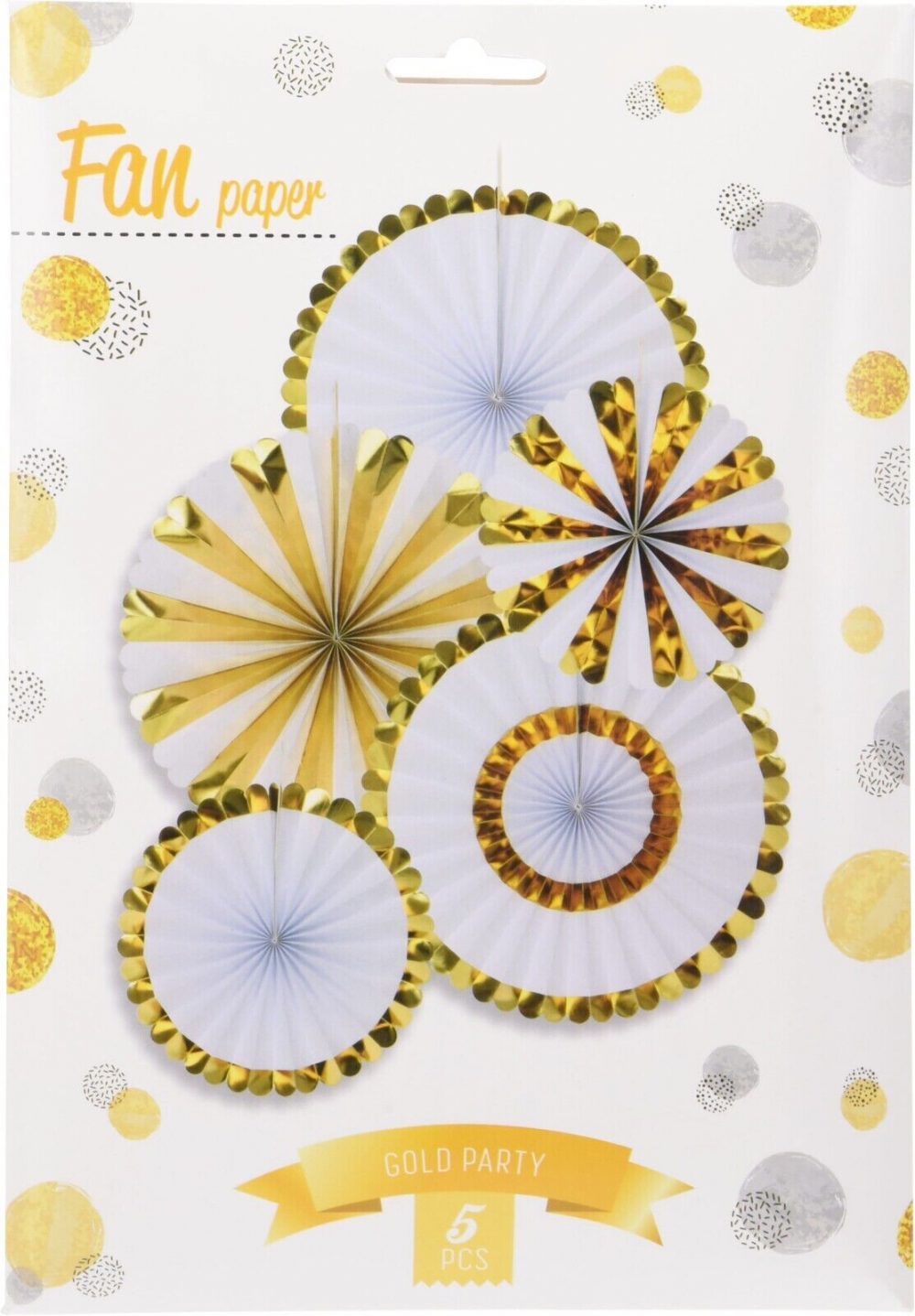 FAN PAPER GOLD SET OF 5PCS  Wedding Baby Birthday Paper Party Decorations - GOLD - Image 3