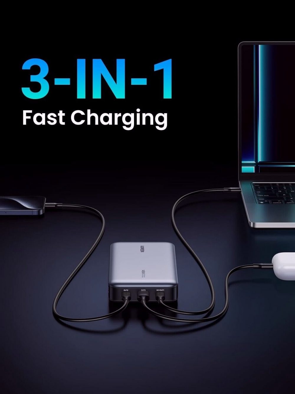 UGREEN 25000mAh Portable Quick Charging Power Bank with USB-C Cable 145W - Image 4