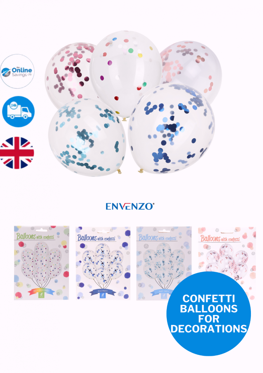 NEW CONFETTI BALLOONS 4 COLOR CHOICES DECORATIONS FOR CELEBRATIONS PARTY- 8PCS