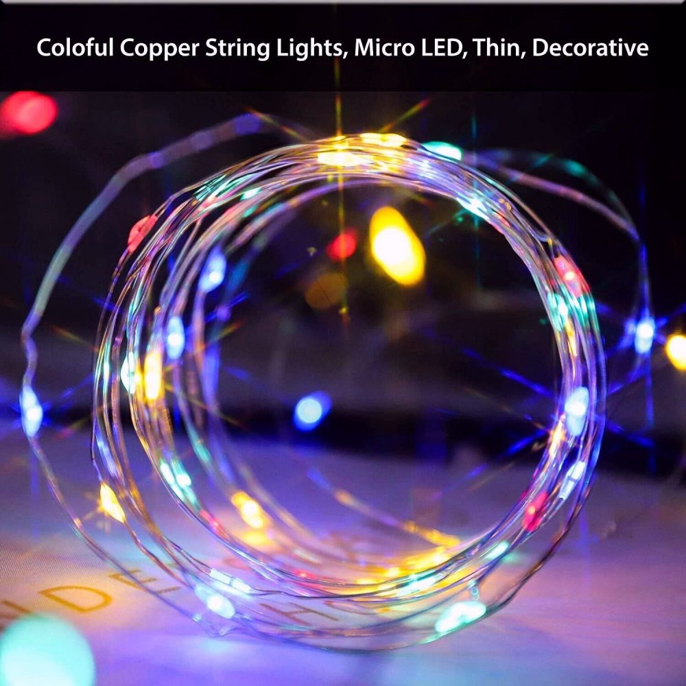 LED LIGHTS SLIVER WIRE MULTICOLO MICRO LED 20 LED 95 CM INDOOR DECORATIONS - Image 5