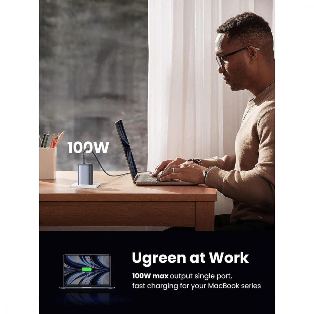 UGREEN 100W Charger 4Port USB-C GaN For MacBook/iPhone/iPad UK Fast Wall Charger - Image 2