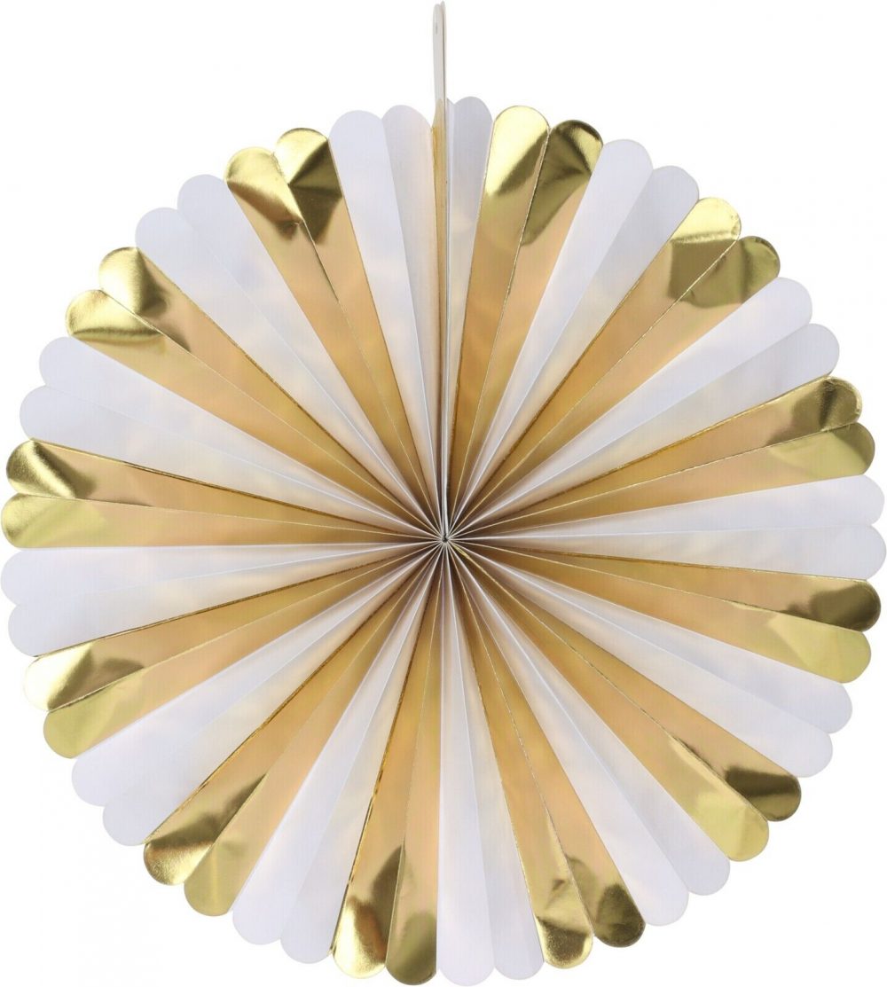 FAN PAPER GOLD SET OF 5PCS  Wedding Baby Birthday Paper Party Decorations - GOLD - Image 6