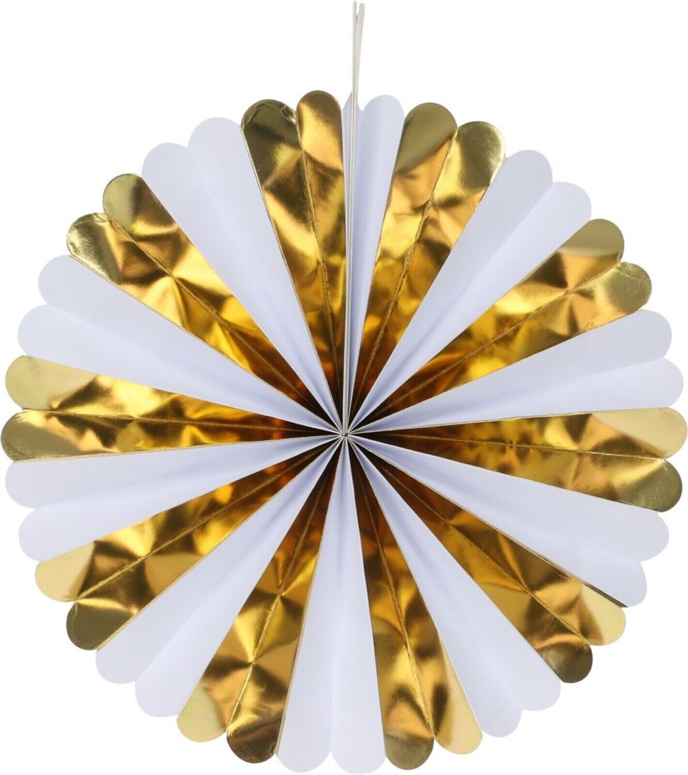 FAN PAPER GOLD SET OF 5PCS  Wedding Baby Birthday Paper Party Decorations - GOLD - Image 8