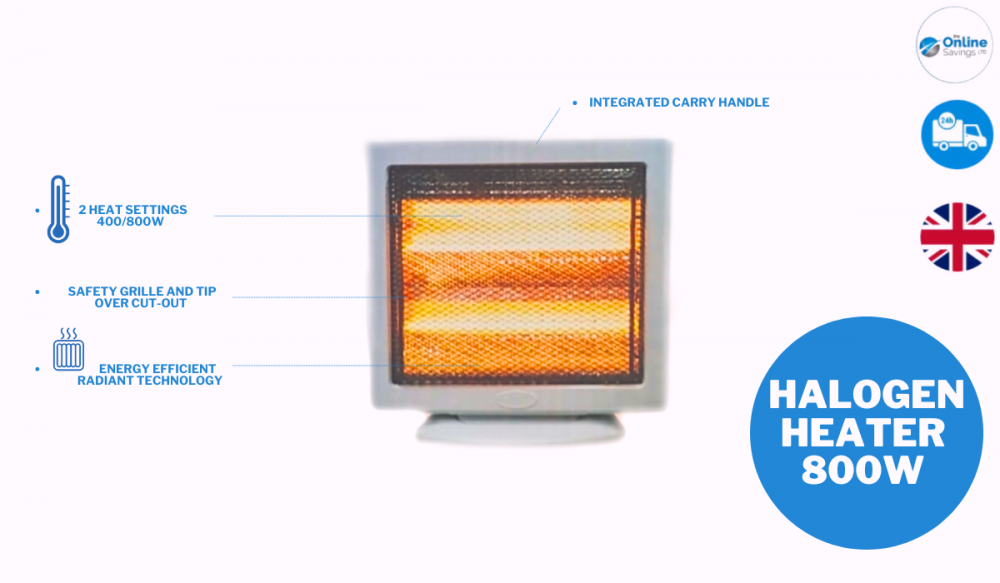 800W HALOGEN HEATER 400 / 800W INSTANT HEAT HOME OFFICE FREE FAST DELIVERY - Image 2