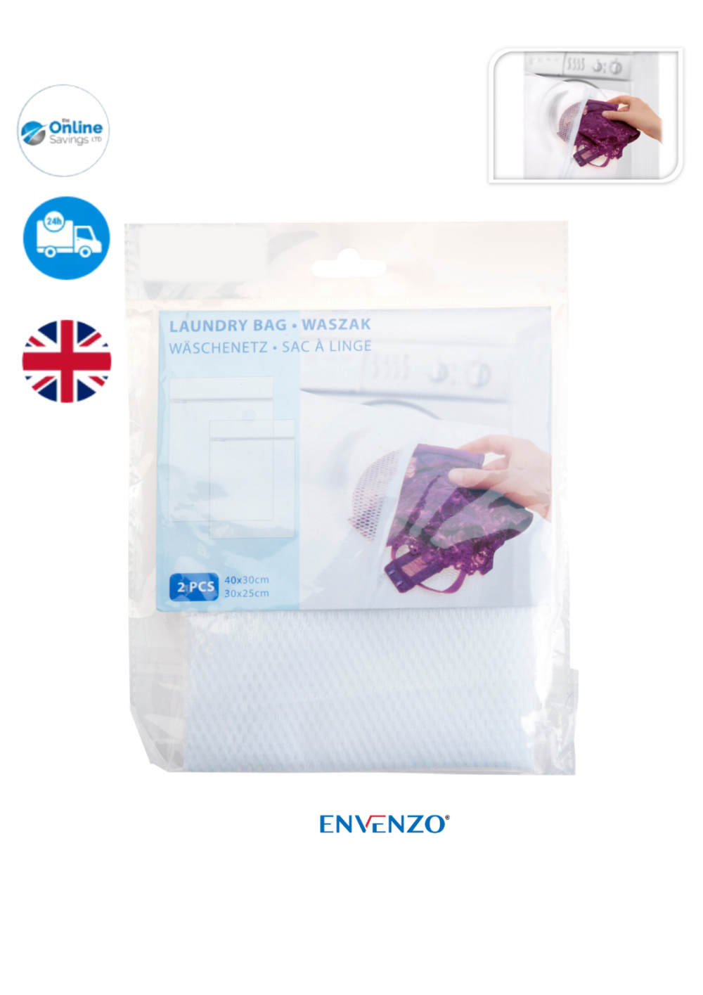 2 PCS Mesh Laundry Bag For washing machines Bra Lingerie Socks 40 x 30 - 30 x 25