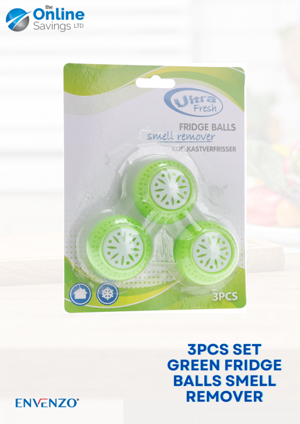 GREEN FRIDGE BALLS SMELL REMOVER ODOUR FOOD SMELL 3PCS SET REFRIGERATOR NEW