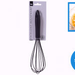 Silicone Whisk for Manual Mixing Whisk Beat Frothing and Stir Full Black Color