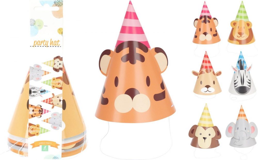 NEW HAT PAPER JUNGLE DESIGN Party Hats for Kids Birthday Party Games Fun - 8PCS - Image 2