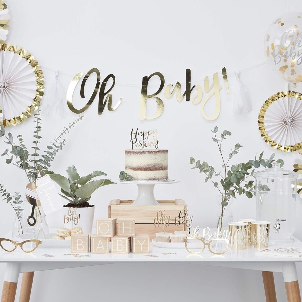 FAN PAPER GOLD SET OF 5PCS  Wedding Baby Birthday Paper Party Decorations - GOLD - Image 4