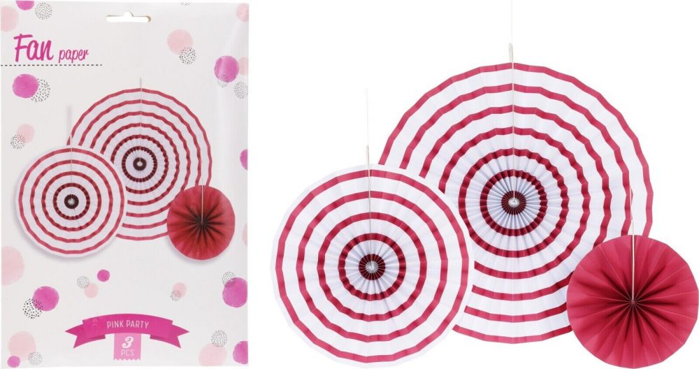 PAPER FAN COLOR SET OF 3PCS Wedding Baby Birthday Paper Party Decorations - 3PCS - Image 6