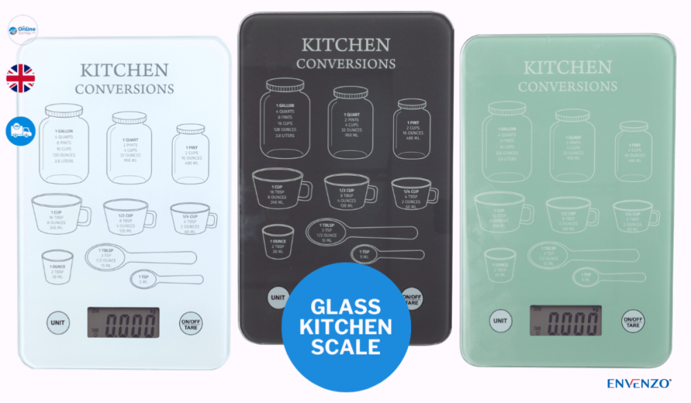 Kitchen Scale with LCD Display Tempered Glass with Easy Measurements Conversion