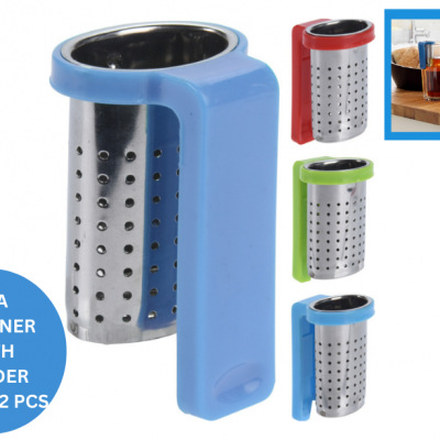 2 PCS Set Tea Strainer Infusers Filter Stainless Steel With Colored Holders