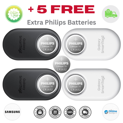 NEW Samsung Galaxy Smart Tag 2 Tracker 4 Pack + 5 FREE EXTRA PHILIPS BATTERIES!