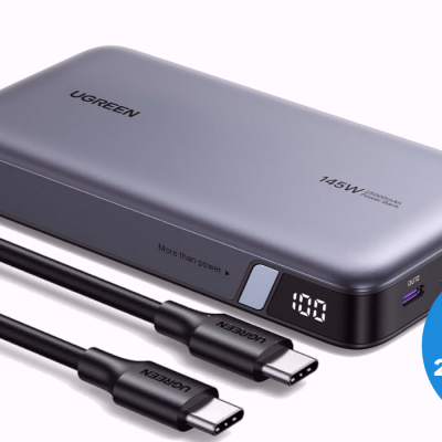 UGREEN 25000mAh Portable Quick Charging Power Bank with USB-C Cable 145W