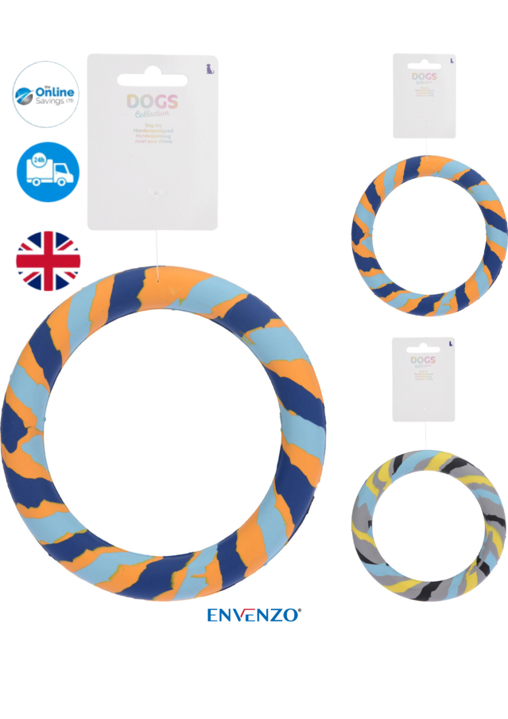 DOG TOY RUBBER RING For Fetch Chew Ring For  M/ L/ XL  Dogs 12CM COLORFUL TOY