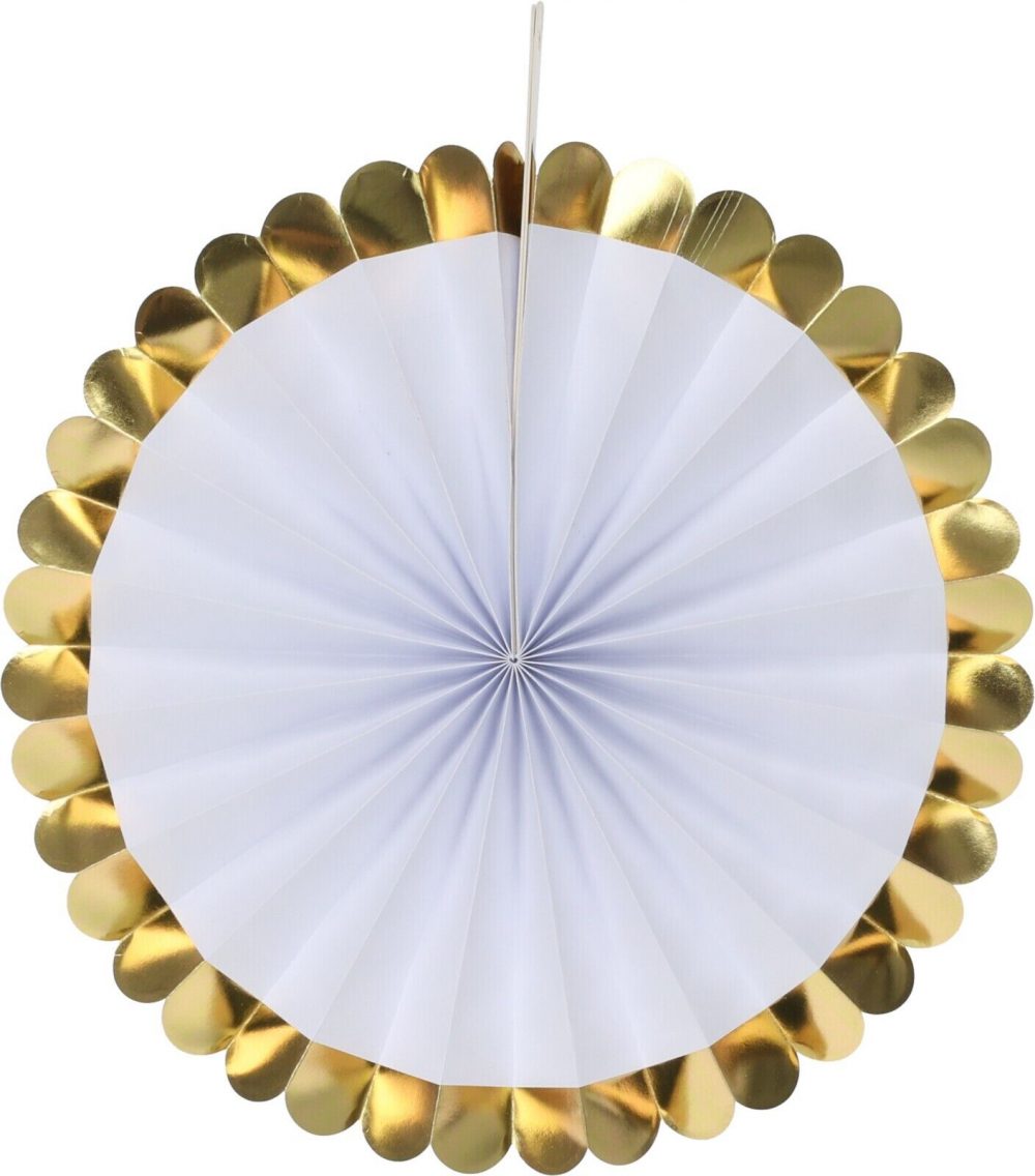 FAN PAPER GOLD SET OF 5PCS  Wedding Baby Birthday Paper Party Decorations - GOLD - Image 9