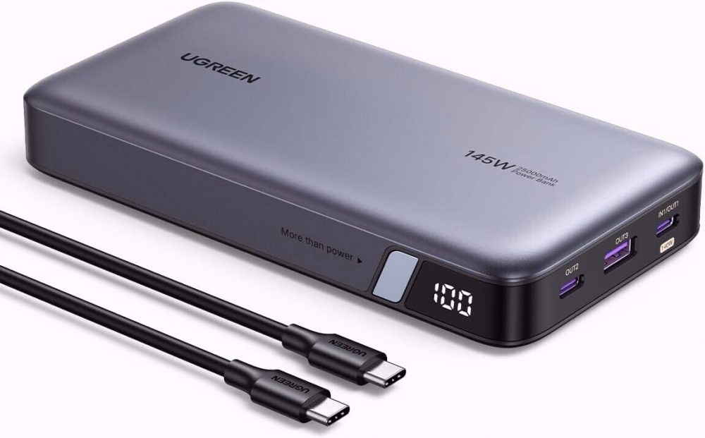 UGREEN 25000mAh Portable Quick Charging Power Bank with USB-C Cable 145W - Image 3