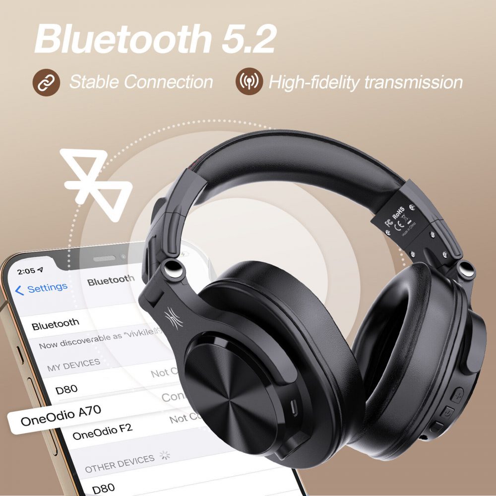 NEW! OneOdio FUSION A70-SERIES with Bluetooth BLACK AND RED Head Phones Over-ear - Image 6