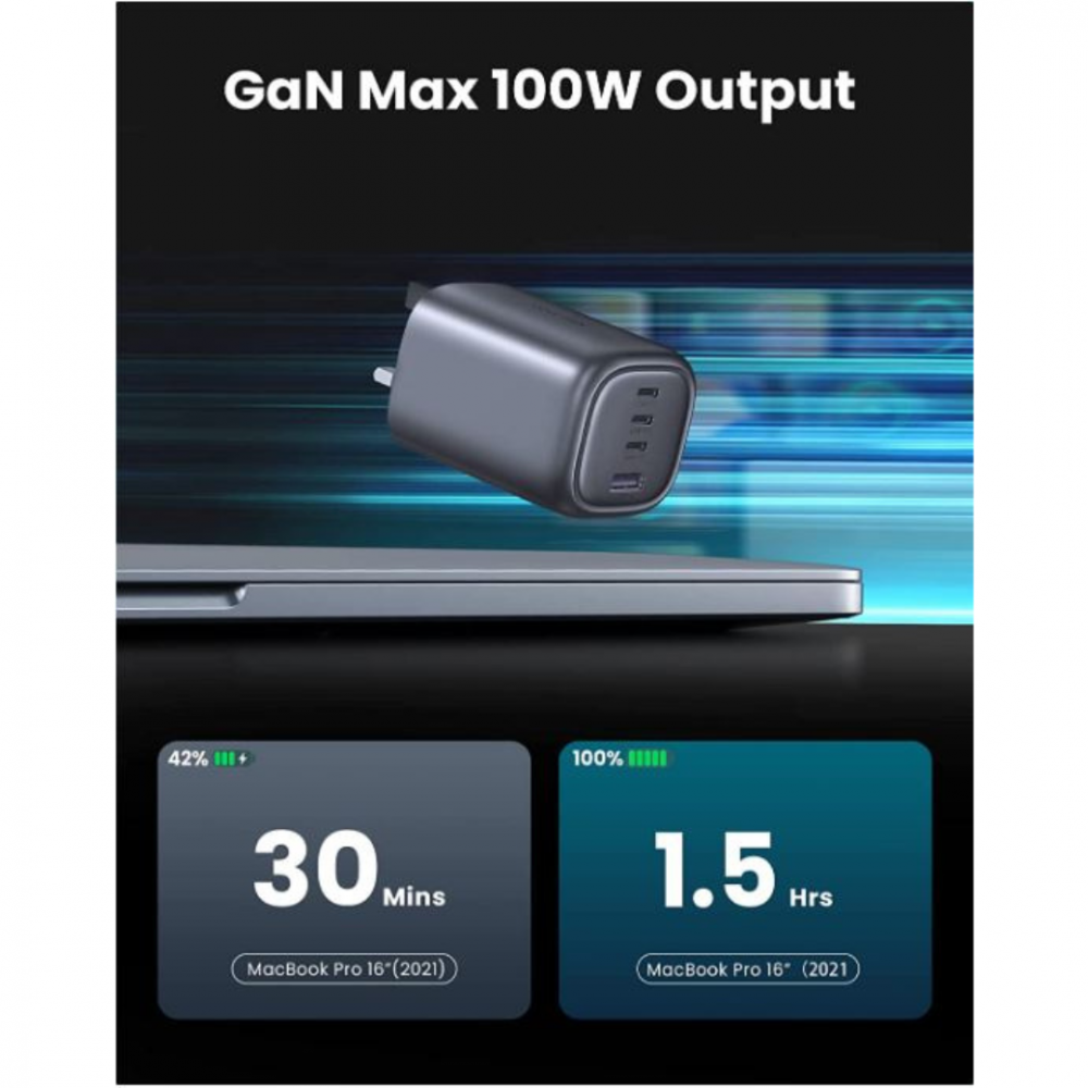 UGREEN 100W Charger 4Port USB-C GaN For MacBook/iPhone/iPad UK Fast Wall Charger - Image 8