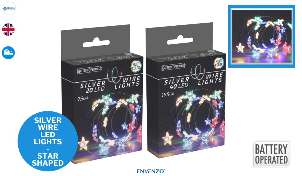 Star Shape LED Light String Battery Operated for Indoor & Outdoor Christmas Tree