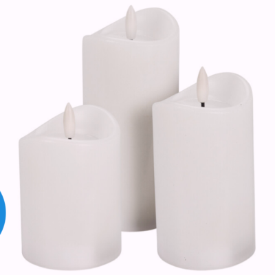 Realistic wax Led Candles Set of 3 PCS With Timer Battery Powered Operated Flame