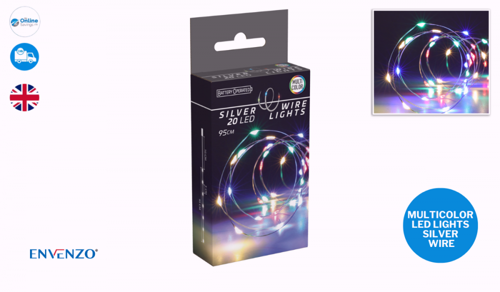 LED LIGHTS SLIVER WIRE MULTICOLO MICRO LED 20 LED 95 CM INDOOR DECORATIONS