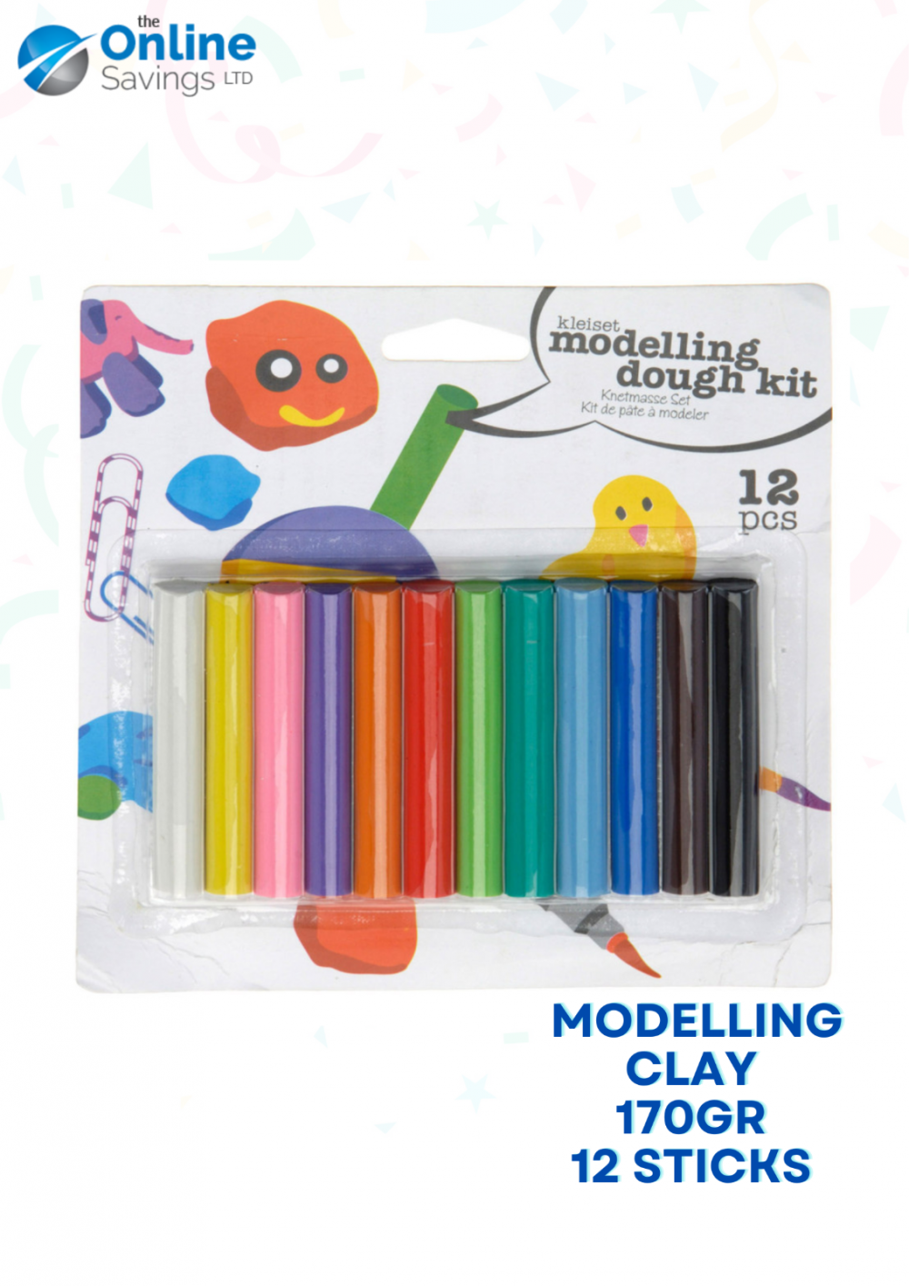 PLAY DOUGH 170GR KIDS MODELLING CLAY NON TOXIC COLORED CLAY STICKS FUN  12 PCS