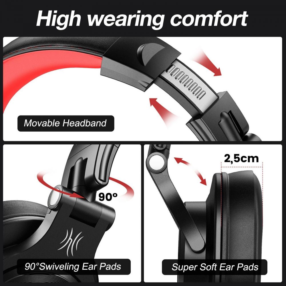 NEW! OneOdio FUSION A70-SERIES with Bluetooth BLACK AND RED Head Phones Over-ear - Image 10
