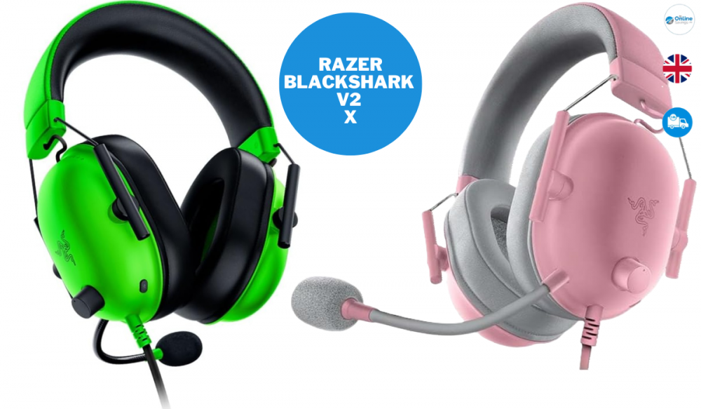 Razer BlackShark V2 X Wired Gaming Esports Headset Noise Cancellation Green Pink
