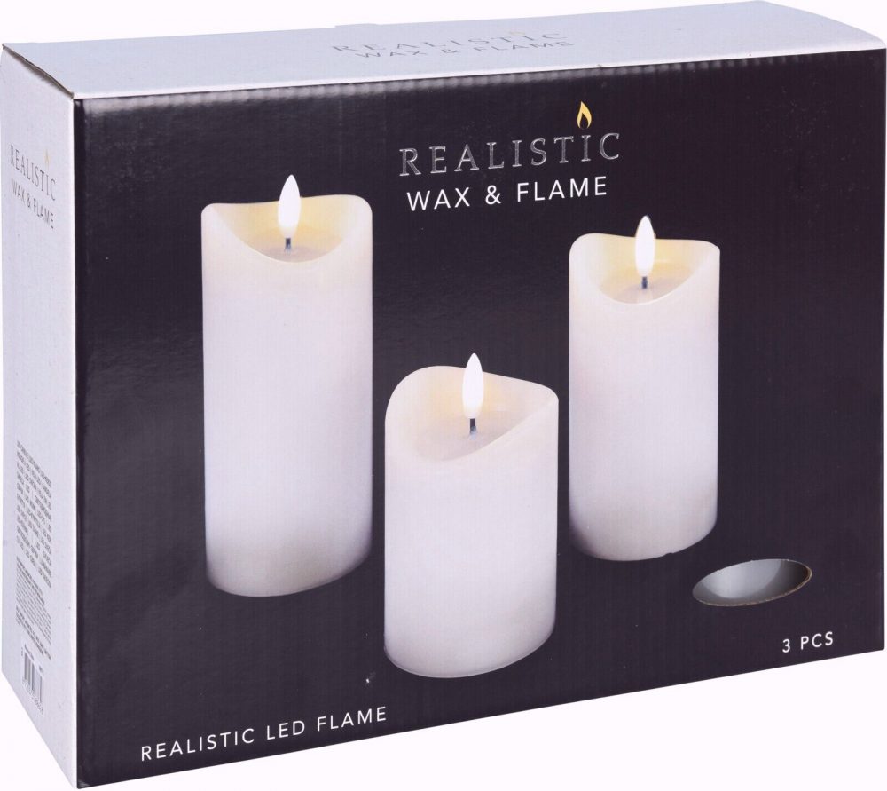 Realistic wax Led Candles Set of 3 PCS With Timer Battery Powered Operated Flame - Image 3