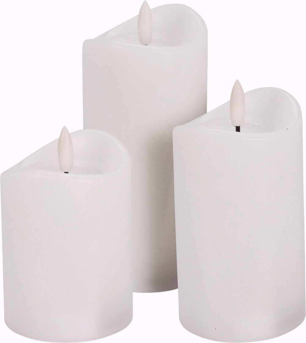 Realistic wax Led Candles Set of 3 PCS With Timer Battery Powered Operated Flame - Image 9