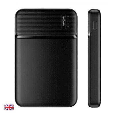 Power Bank 5000mAh 5V USB External Travel Mini Portable Battery Power Pack Black