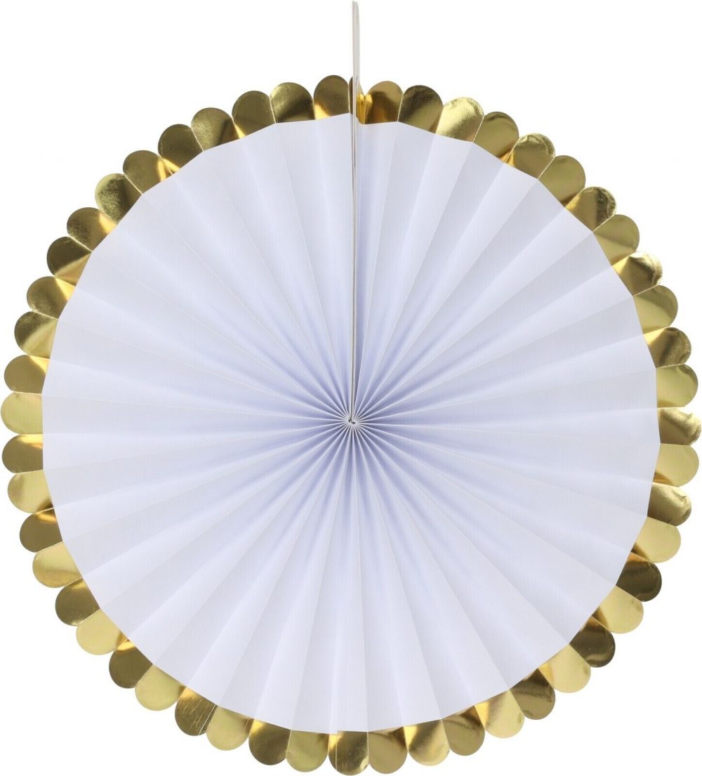 FAN PAPER GOLD SET OF 5PCS  Wedding Baby Birthday Paper Party Decorations - GOLD - Image 5