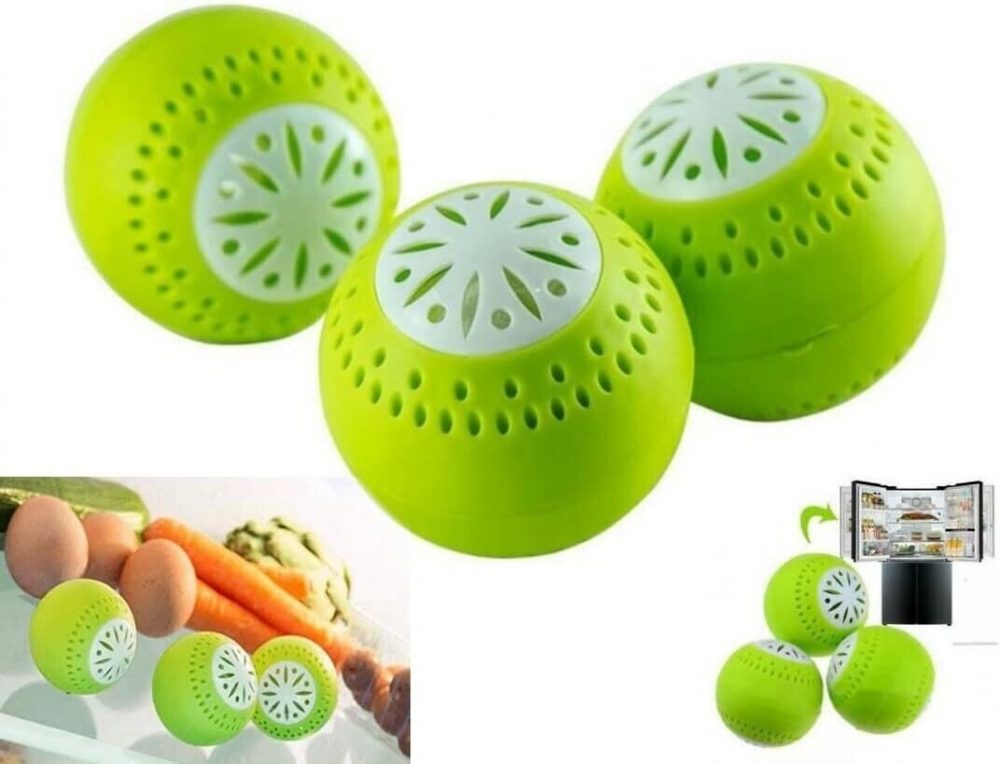 GREEN FRIDGE BALLS SMELL REMOVER ODOUR FOOD SMELL 3PCS SET REFRIGERATOR NEW - Image 2