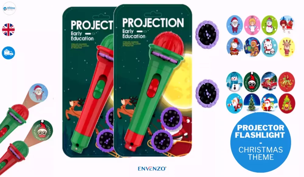 Christmas Flashlight Torch Projector 2 Filters 16 Patterns SET OF 2