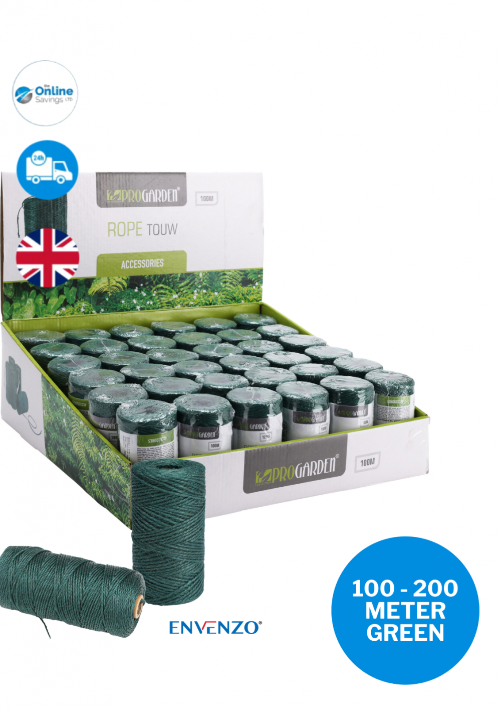 GREEN JUTE ROPE METER GREEN For Garden Crafts Gifts Tag Twine Garden 100M - 200M