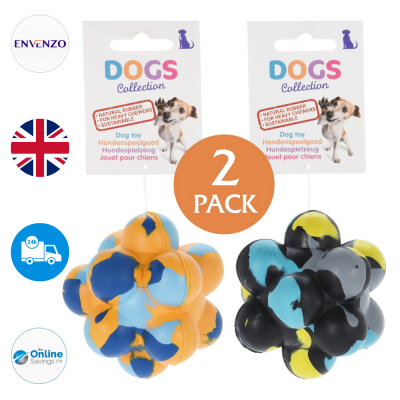 Dog Toy Natural Rubber Durable Chew & Fetch Play Bounce Balls Heavy Duty 2 Pack