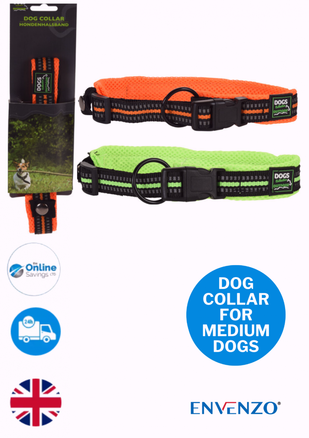 Dog Collar For Medium Dogs Safety Comfortable Collar For Walks Yellow / Orange